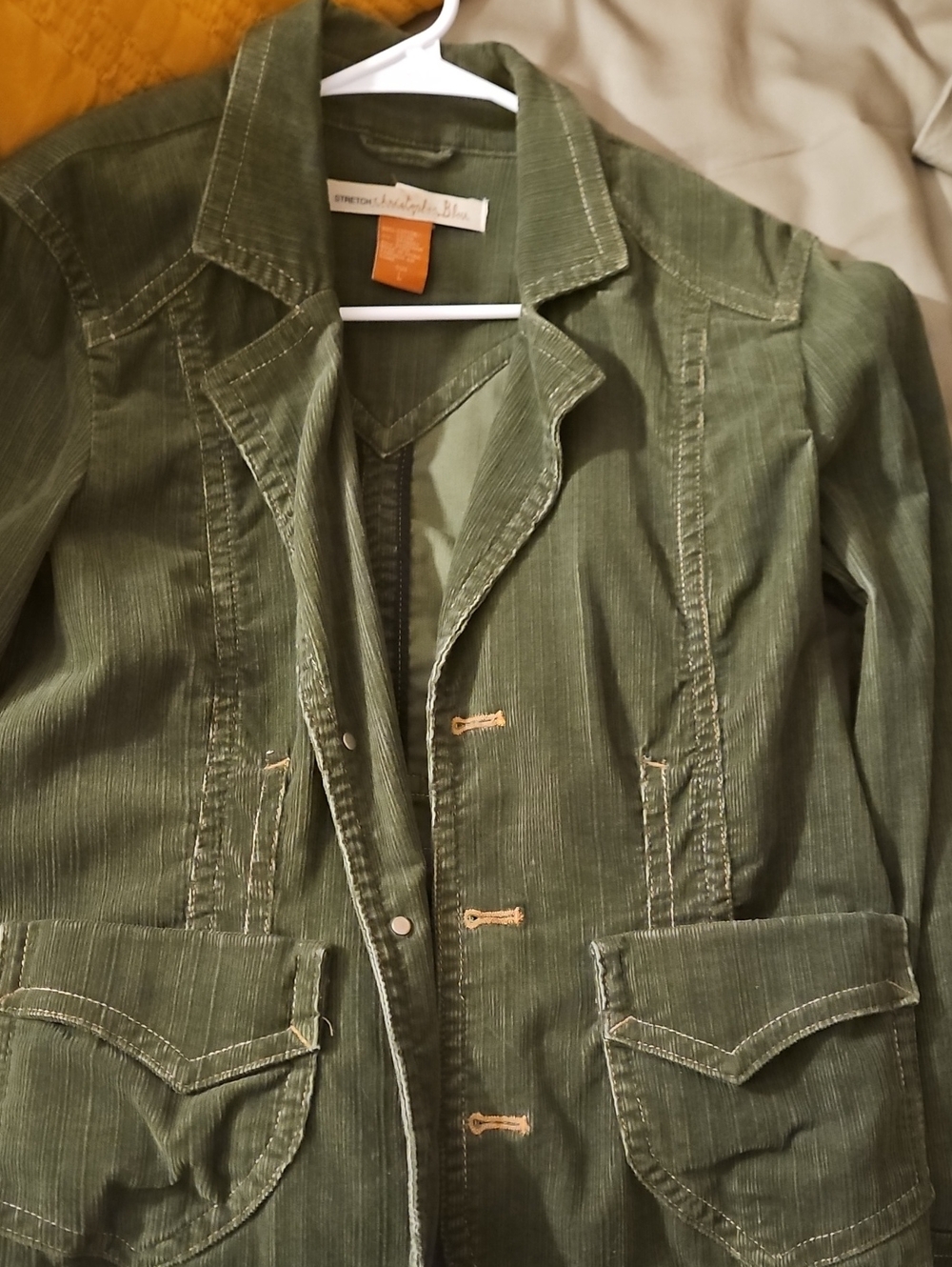Anthropologie Olive Green Corduroy Blazer